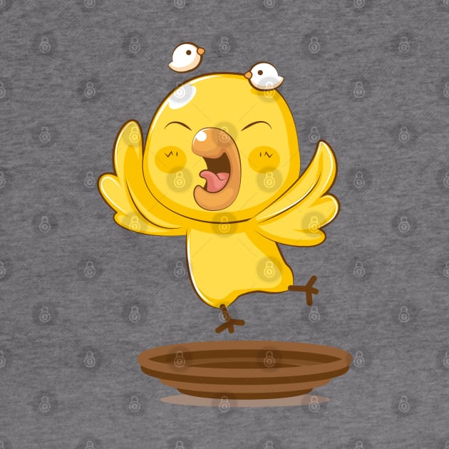 Cute Yellow Bird Cartoon by mumeaw